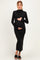 Black Ruffle Mock Neck Long Sleeve Maternity Midi Dress