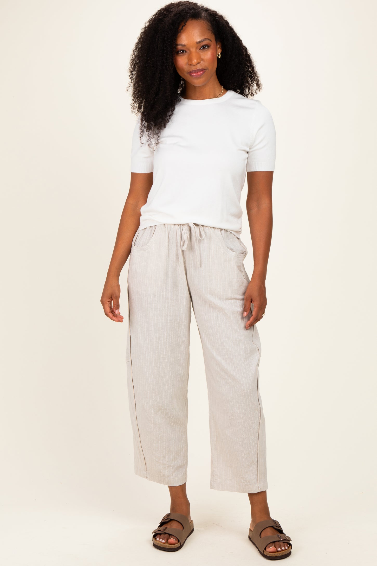 Grey Textured Maternity Pants