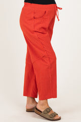 Red Textured Maternity Pants