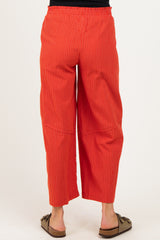 Red Textured Maternity Pants