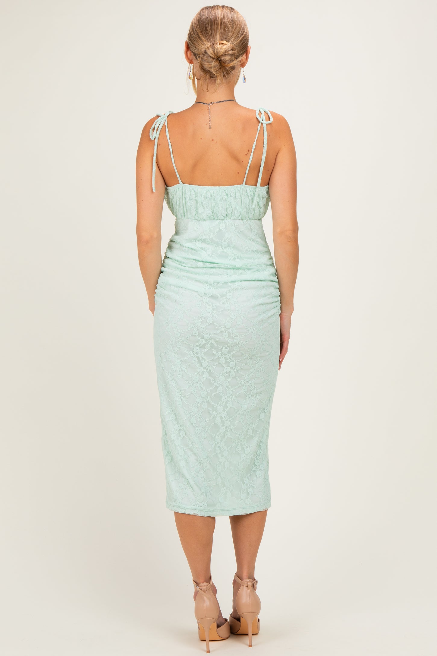 Mint Sleeveless Lace Midi Dress