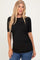 Black Ribbed Ruched Fitted Top