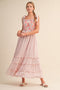 Pink Peach Multi Floral Smocked Midi Dress