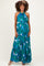 Green Printed Open Cross Back Maternity Maxi Dress