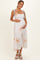 Tan Watercolor Floral Shoulder Tie Maternity Midi Dress