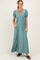 Light Olive Floral V-Neck Short Sleeve Maxi Dress