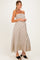 Cream Brown Striped Strapless A-Line Maternity Maxi Dress
