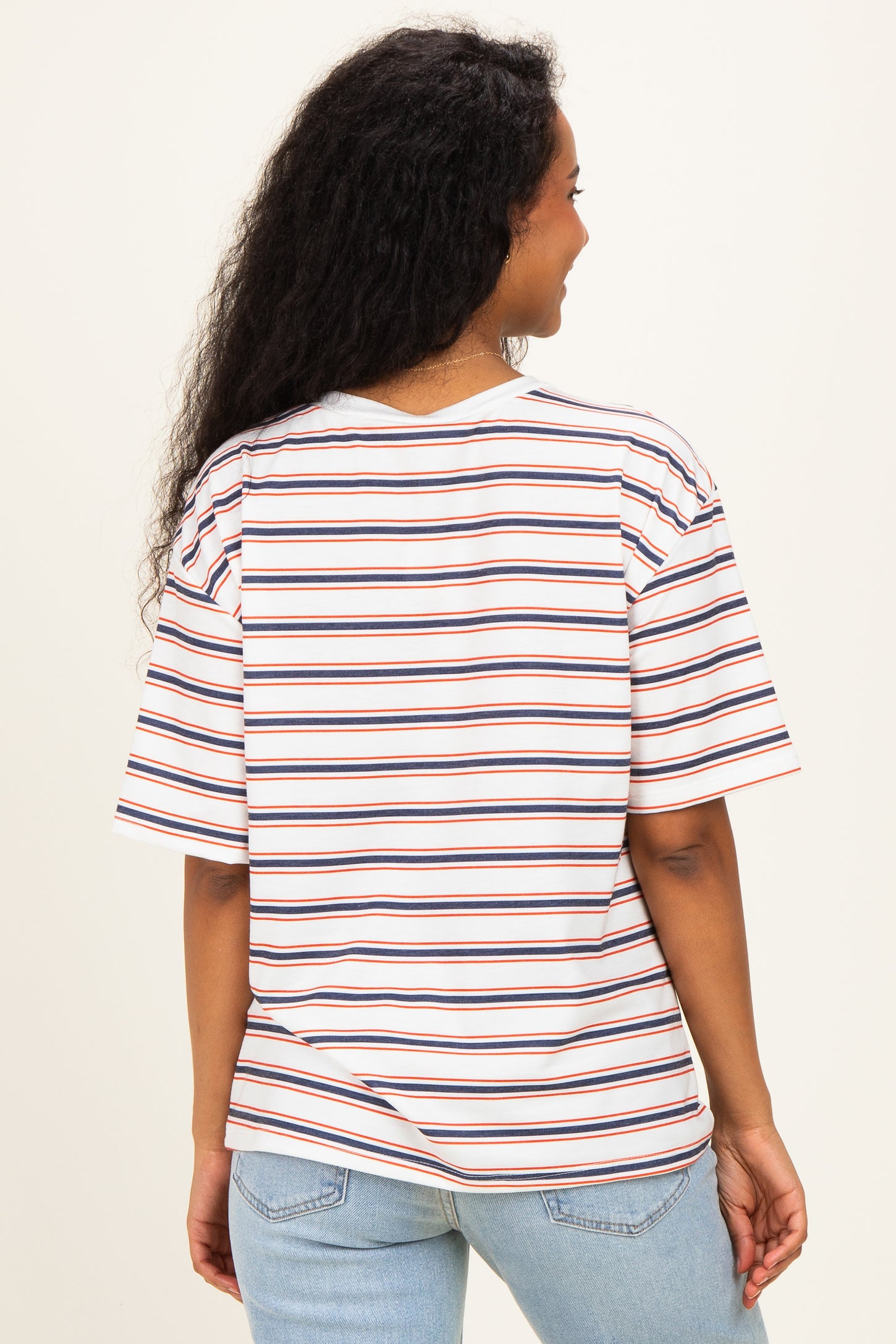 Navy Multi Stripe Relaxed Maternity Tee