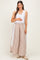Caramel Stripe Eyelet Lace Maternity Wide Leg Pant