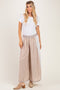Caramel Stripe Eyelet Lace Wide Leg Pant
