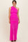 Fuchsia Pink Ruched Mesh One Shoulder Maternity Maxi Dress