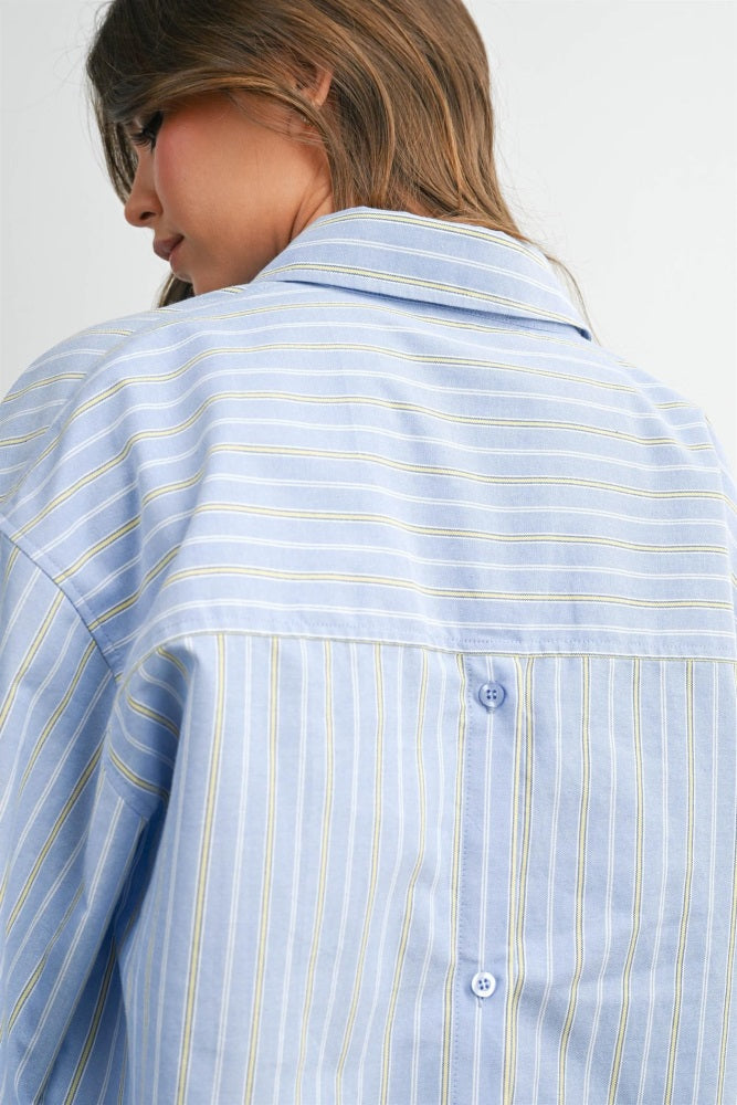 Blue Striped Long Sleeve Button Down Shirt