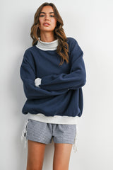 Navy Colorblock Cowl Neck Maternity Sweatshirt