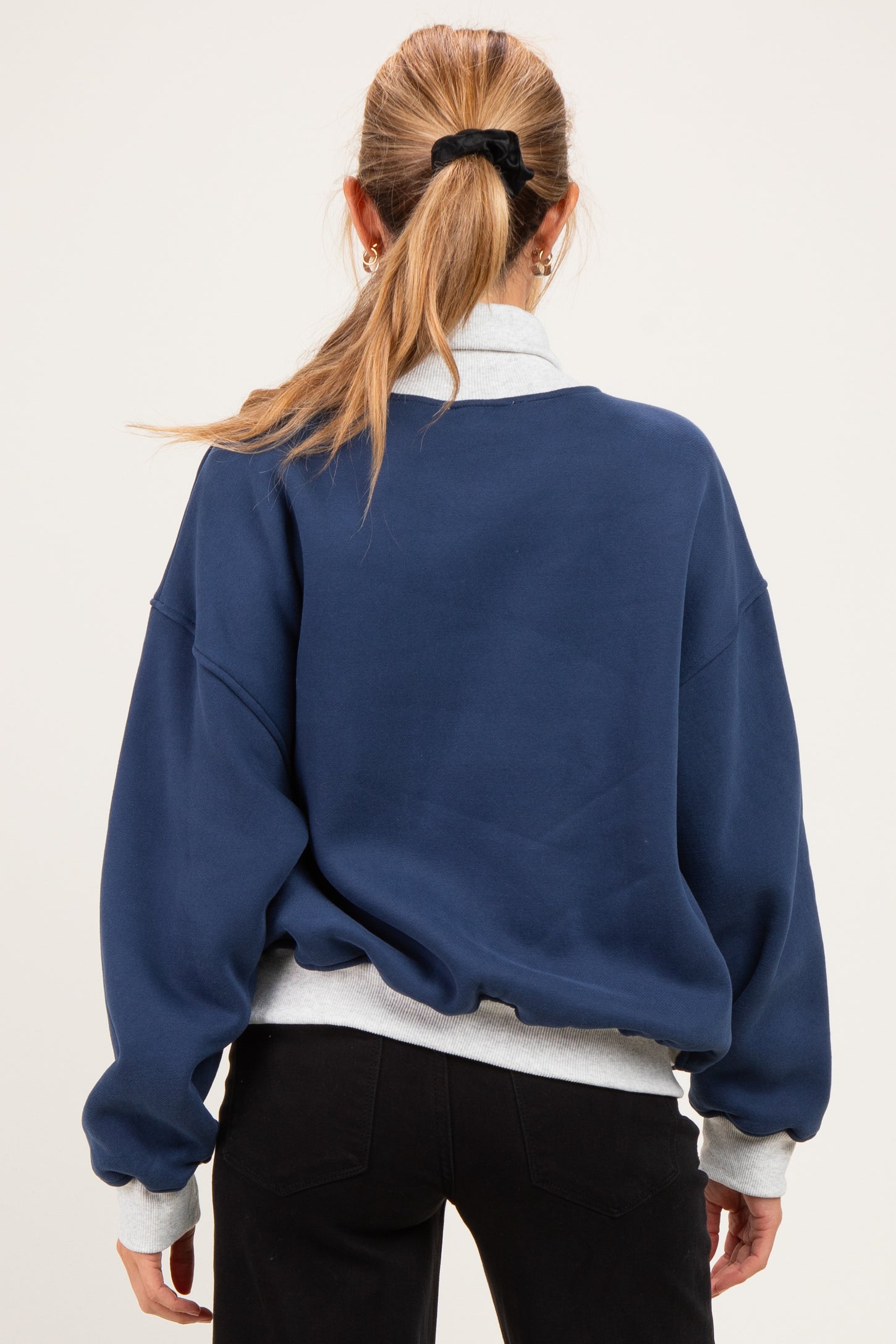 Navy Colorblock Cowl Neck Maternity Sweatshirt