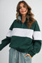 Green Colorblock Quarter Zip Sweatshirt