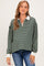 Hunter Green Striped Long Sleeve Maternity Polo Shirt