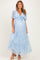 Light Blue Lace Flutter Sleeve Tiered Maternity Maxi Dress
