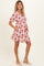 Rose Floral V Neck Puff Sleeve Ruffle Maternity Mini Dress