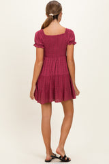 Dried Rose Smocked Eyelet Lace Maternity Mini Dress