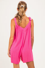 Pink Gingham Shoulder Strap Maternity Romper