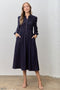 Navy Polka Dot Smocked Midi Shirt Dress
