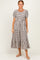 Cream/ Brown Striped Short Sleeve Tiered Maxi Dress
