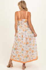 Daffodil Floral Embroidered Maternity Maxi Dress