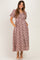 Mauve Floral Pleated Waist Maternity Midi Dress