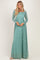 Blue Surf Floral Lace Long Sleeve Off Shoulder Maxi Dress