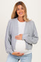 Heather Grey Waffle Knit Balloon Sleeve Maternity Cardigan