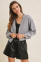 Heather Grey Waffle Knit Balloon Sleeve Cardigan