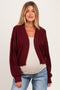 Burgundy Waffle Knit Balloon Sleeve Maternity Cardigan