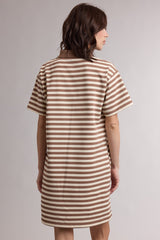 Chestnut Striped Polo T-Shirt Mini Dress