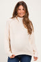 Natural Waffle Knit Turtleneck Maternity Sweater