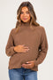 Mocha Waffle Knit Turtleneck Maternity Sweater