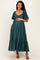 Emerald Flutter Sleeve Ruffle Hem Maternity Midi Dress