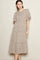 Light Taupe Floral Puff Sleeve Tiered Midi Dress