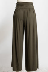 Olive Wide Waist Band Maternity Wide Leg Pants