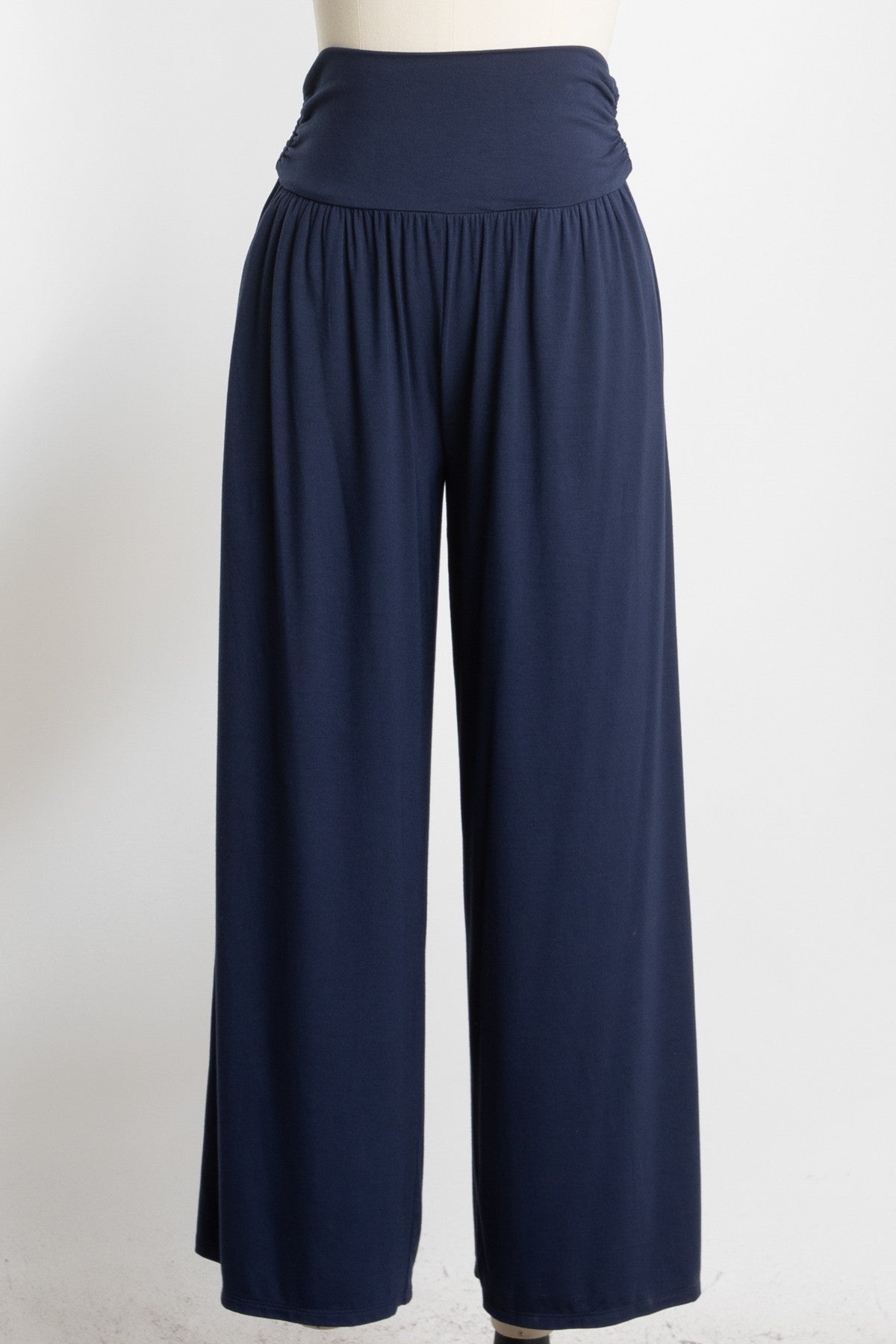 Navy Wide Waist Band Maternity Wide Leg Maternity Pants
