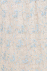 Light Blue Floral Mesh Overlay Tie Back Maternity Midi Dress