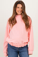 Blush Pink Oversized Fleece Terry Maternity Hoodie