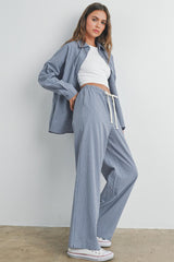 Blue Multi Drawstring Checkered Maternity Pants