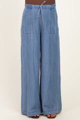 Medium Wash Chambray Wide Leg Maternity Pants