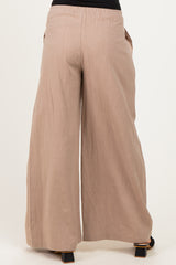 Mocha Drawstring Wide Leg Maternity Pants