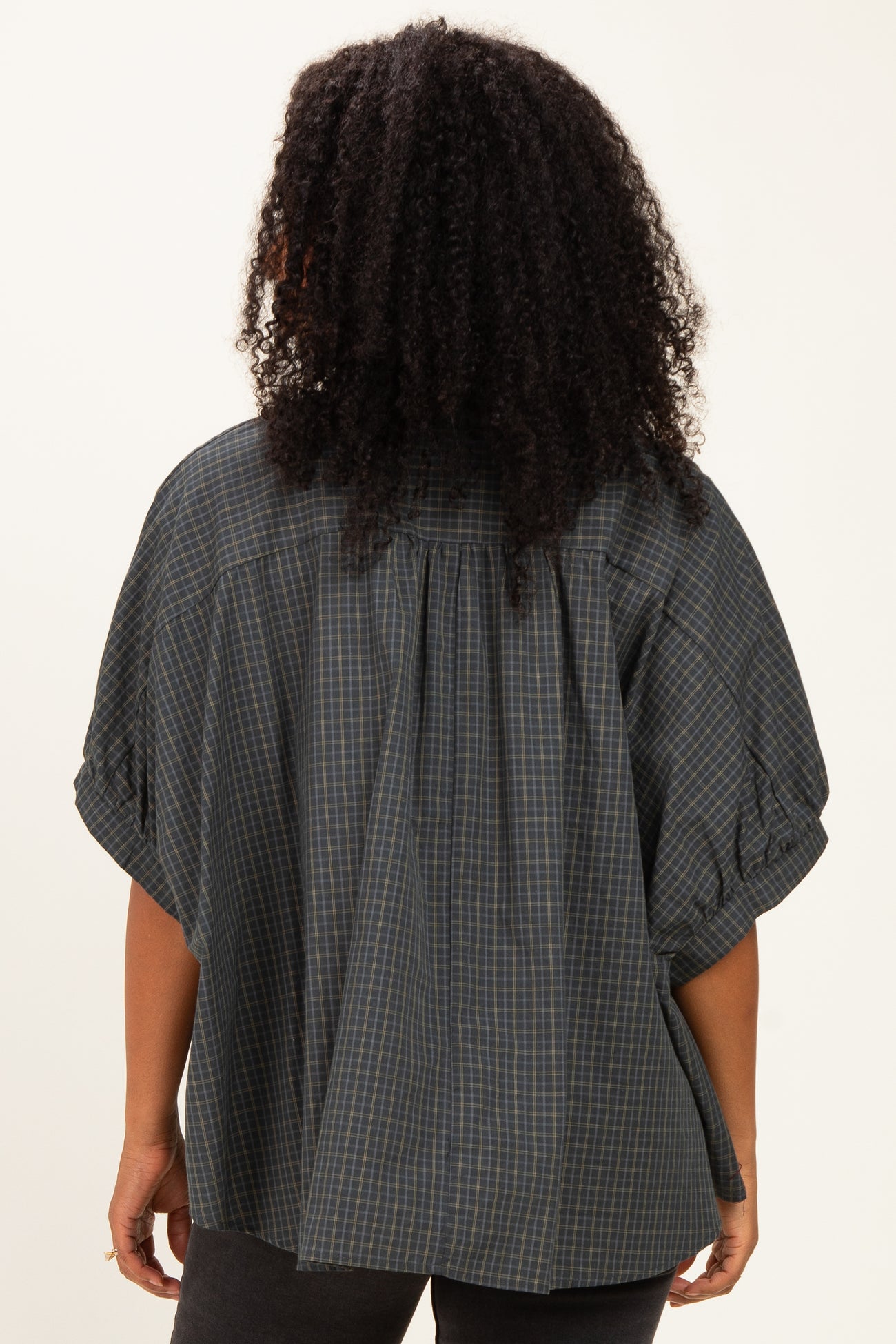 Pine Oversized Check Plaid Button Down Shirt