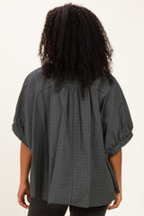 Pine Oversized Check Plaid Button Down Shirt
