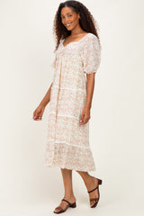 Butter Floral Lace Trim Tiered Midi Dress