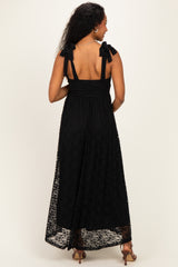 Black Sleeveless Lace Maternity Maxi Dress