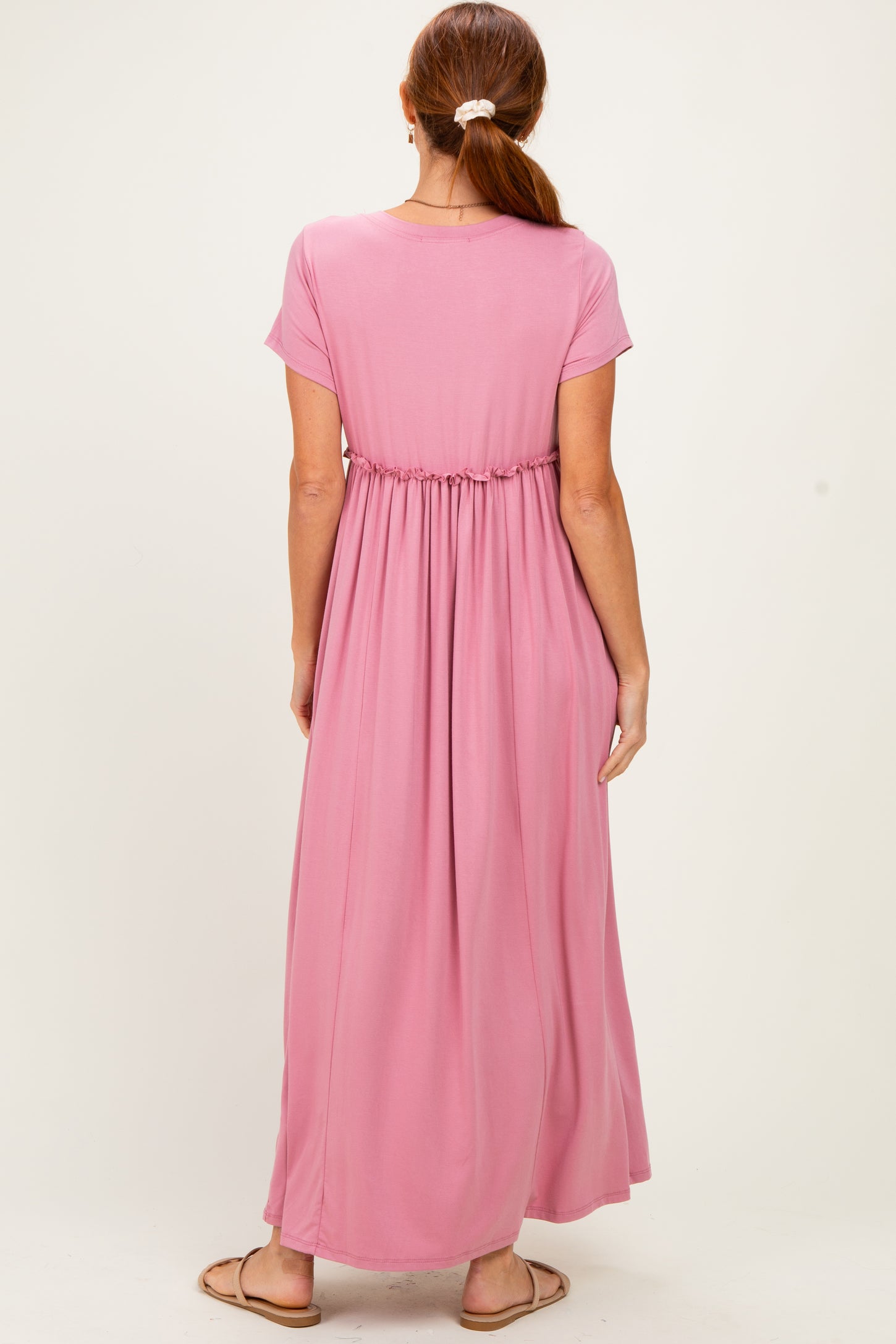 Lilac Ruffle Trim Maxi Dress