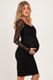 Black Lace Long Sleeve Maternity Midi Dress